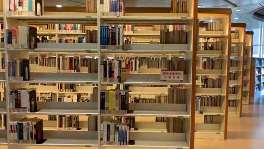 图书馆书架书籍实拍视频素材模板下载