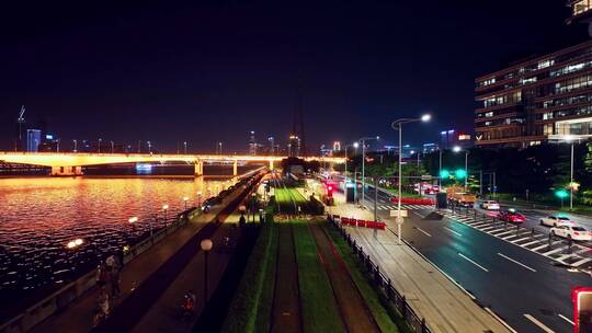 广州阅江西路夜景航拍
