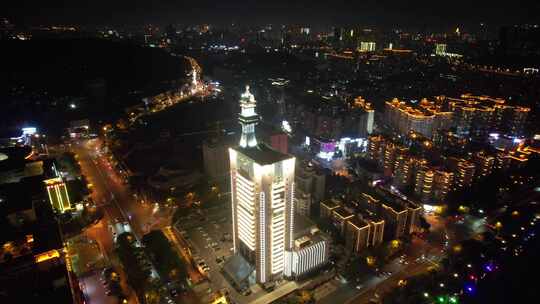 湖南长沙河西交警大楼夜景航拍