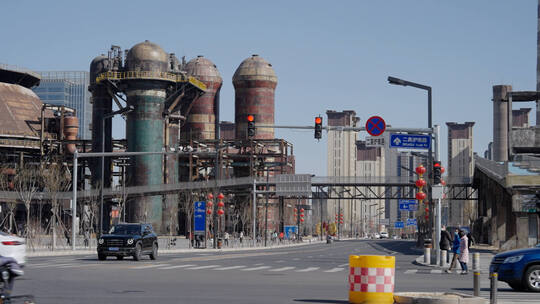 北京首钢园大锅炉城市街景（索尼slog3）