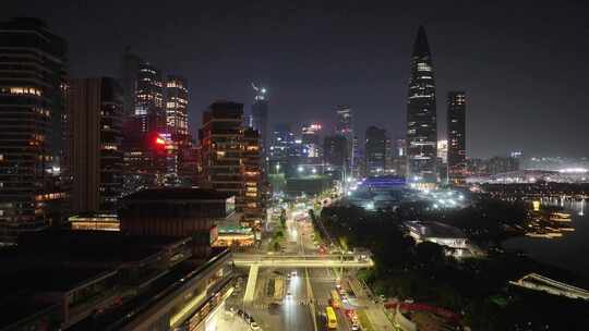 深圳湾南山区夜景航拍