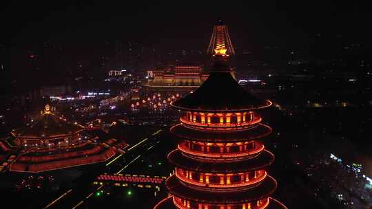 洛阳 夜景 灯光 航拍 应天门景点