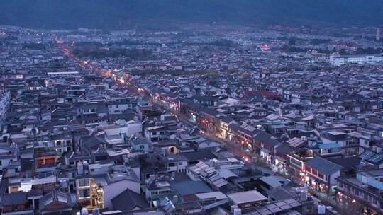 大理旅游大理古城夜景航拍