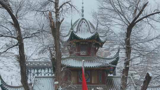 阿坝州松潘古城雪景素材