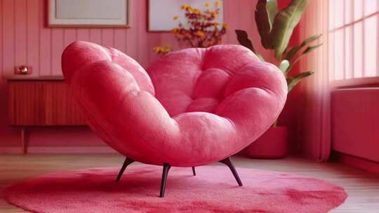 温馨浪漫爱心红色椅子客厅粉色心形沙发元素