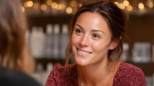 迷人女性微笑特写镜头展现自信魅力