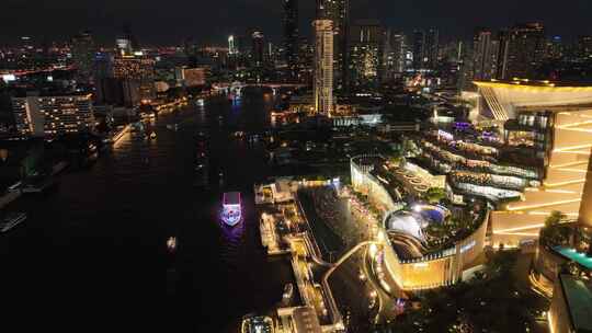 泰国曼谷湄南河城市icon siam夜景