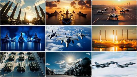 国防军事航母导弹车 导弹发射 战斗机巡航