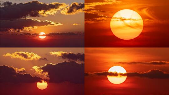 绝美日出日落延时阳光太阳特写金色阳光