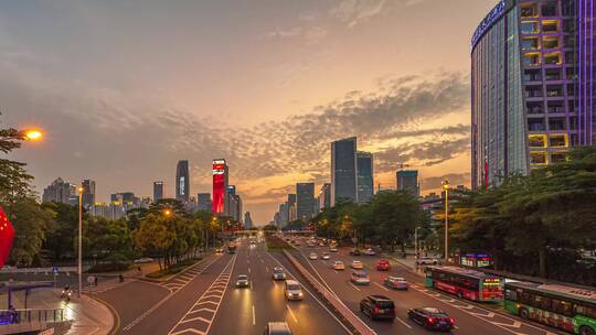 深圳市深南大道夕阳西下4k