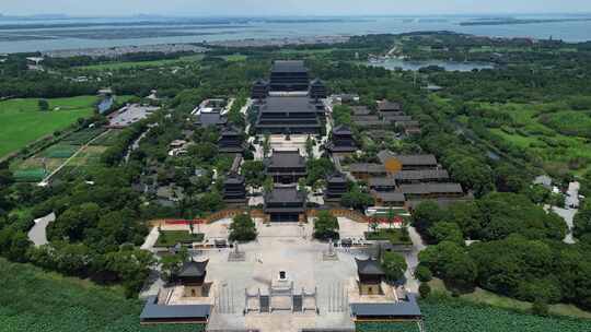 航拍苏州太湖重元寺