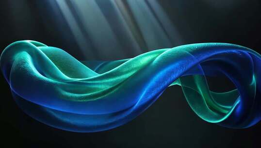蓝色飘动绸带抽象素材