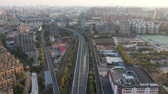 疫情空城航拍上海高架视频素材模板下载