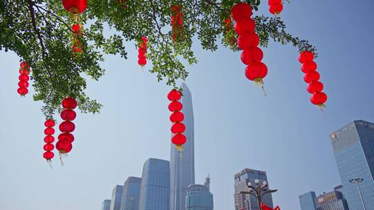 城市新年春节装饰节日气氛