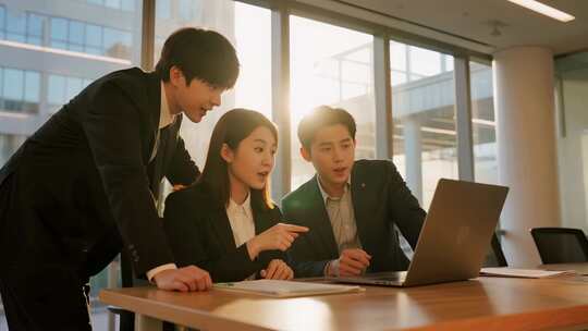 商务团队会议讨论企业办公场景视频