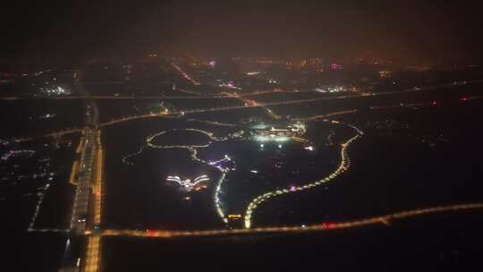 航拍 雄安 冬季 夜景 晚上 航拍雄安夜景