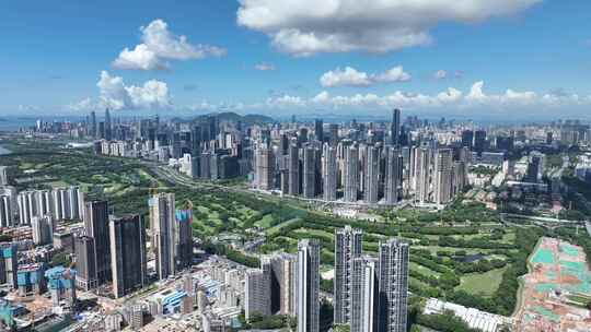 航拍深圳南山区城市大景全景