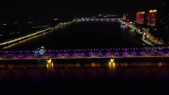 湖北襄阳汉江大桥夜景