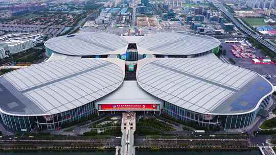 进博会4K航拍高清，上海国家会展中心