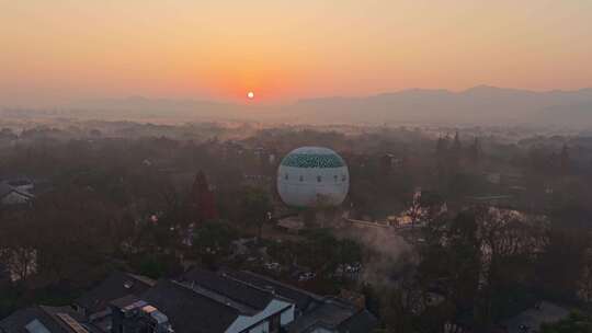 西溪湿地晨雾航拍