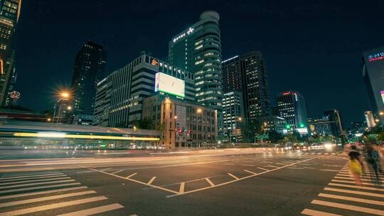 韩国首尔城市街头延时摄影