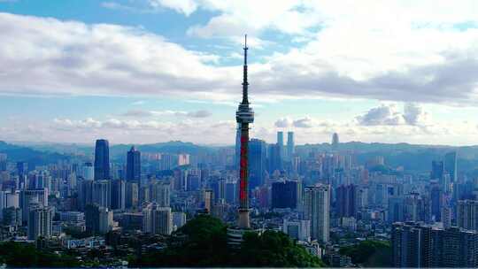 震撼航拍贵阳东山电视塔城市天际线