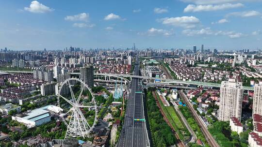 上海疫情夏季蓝天白云城市航拍