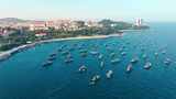 航拍海岛滨海城市高清在线视频素材下载