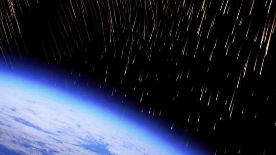 太空视角流星划过地球画面