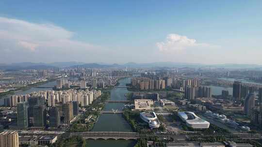 浙江绍兴城市大景城市建设航拍