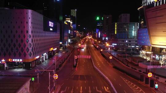 疫情中石家庄夜景空旷街道