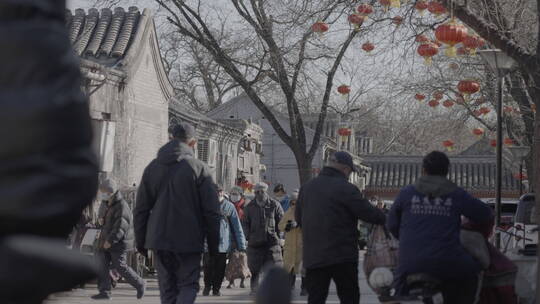 北京胡同过年街景气氛 春节街景氛围