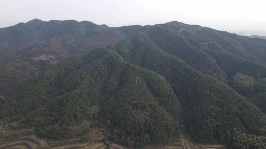 航拍南方丘陵山川村寨农村农业种植