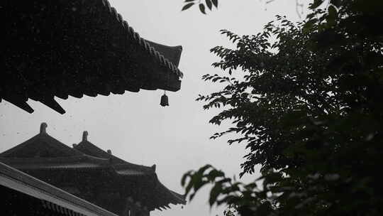 雨天惊蛰屋檐下雨雨水谷雨挂建筑禅意古风