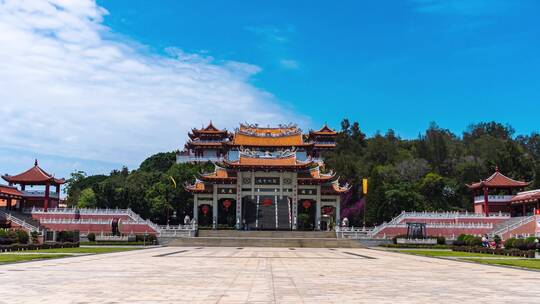 福建湄洲岛妈祖祖庙大牌坊延时摄影视频素材模板下载