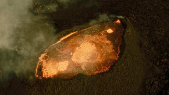 航拍火山岩浆沸腾