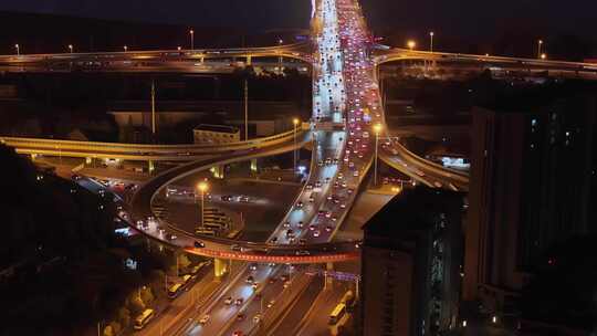 湖南长沙湘府路大桥交通车流实拍航拍视频视频素材模板下载