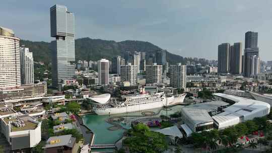 4K深圳海上世界文化艺术中心航拍视频素材模板下载