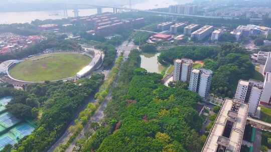 广州大学城航拍校园广州番禺区广东城市风景