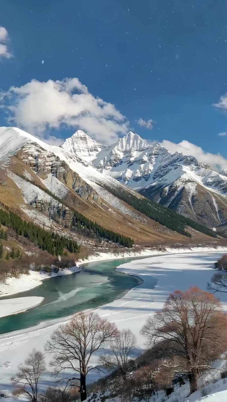 雪山河流自然风光