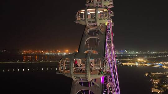深圳欢乐港湾摩天轮夜景视频素材模板下载