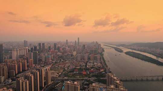 美丽长沙黄昏城市大景