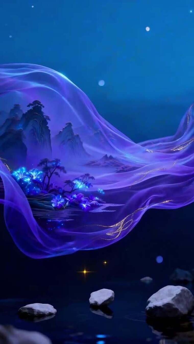 超现实风格国潮山水意境动画梦幻水墨丹青