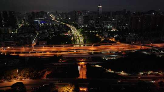 深圳南山区高速公路夜景航拍