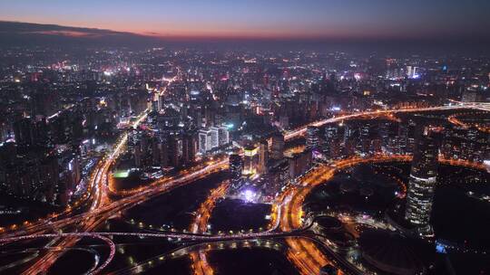 郑州CBD夜景航拍视频素材模板下载