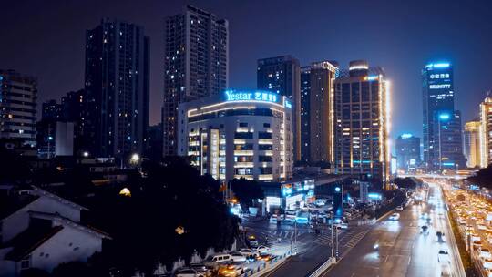 重庆红锦大道夜景航拍视频素材模板下载