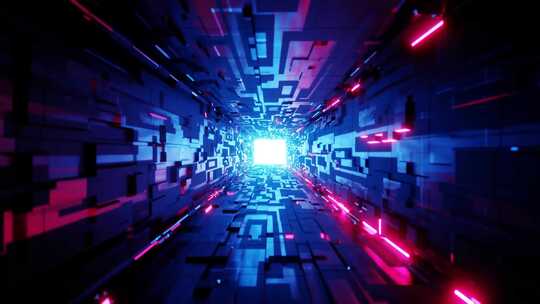 蓝粉3D动态隧道电影背景