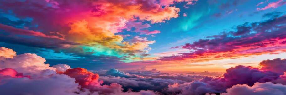 七彩祥云彩云天空美景合集