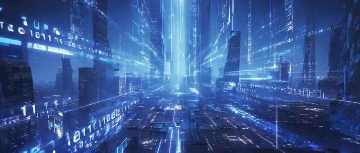 未来科技感数字城市景象