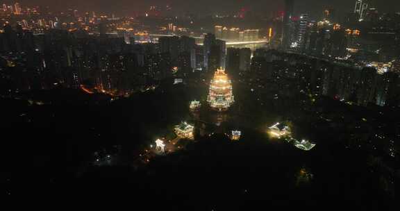 重庆鸿恩寺夜景航拍重庆夜景城市风光风景